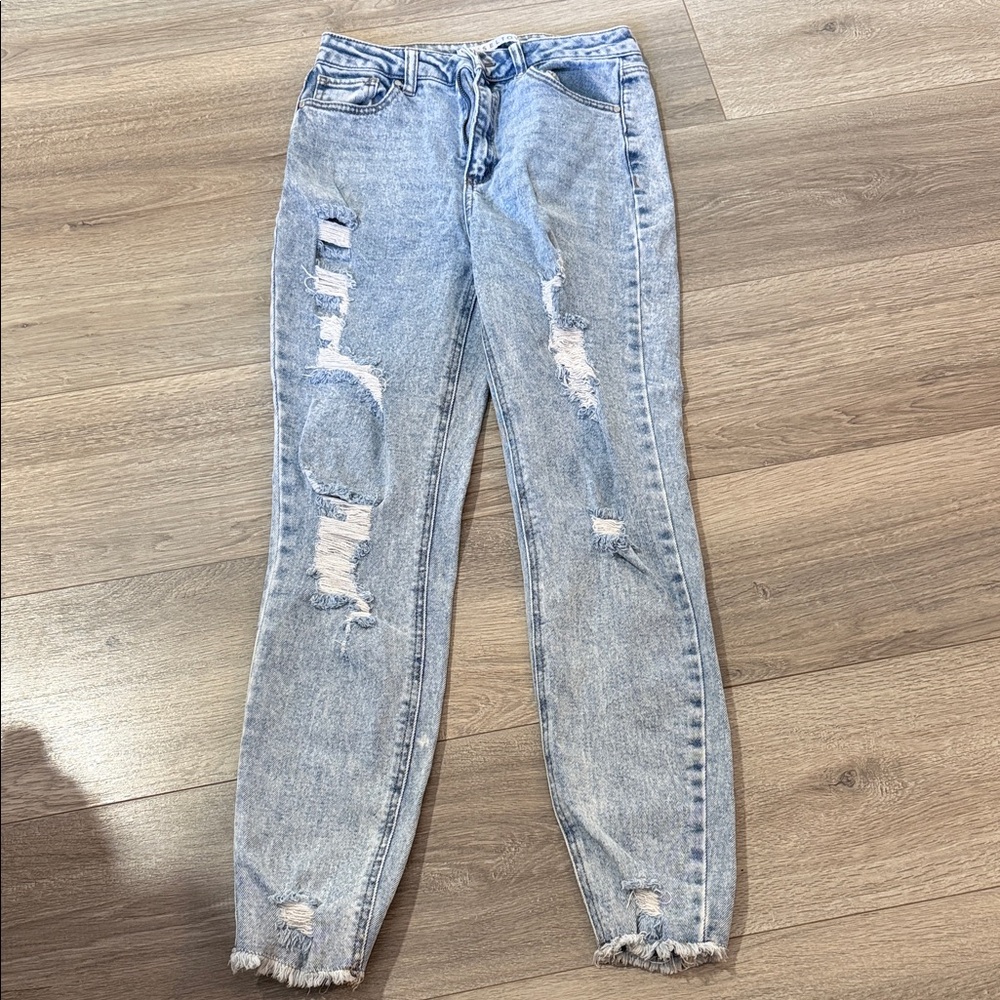 Tinseltown Light Blue Distressed Boyfriend Jeans